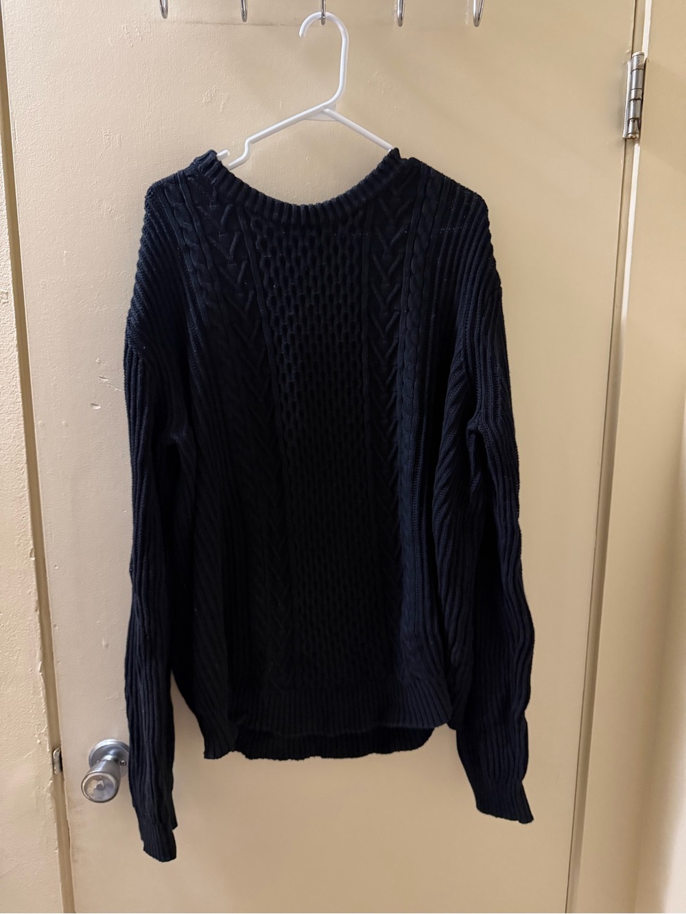 Buffalo David Bitton Black Cable-Knit Crewneck Sweater